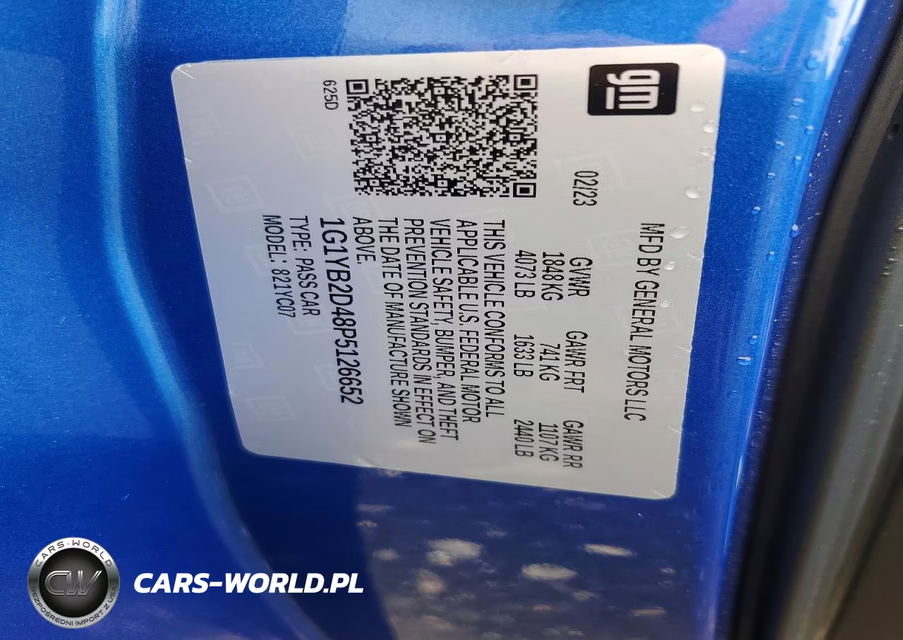2023 Chevrolet Corvette Stingray 2Lt VIN:1G1YB2D48P5126652 - 12