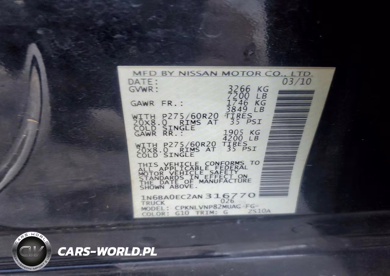 2010 Nissan Titan Se VIN:1N6BA0EC2AN316770 - 12