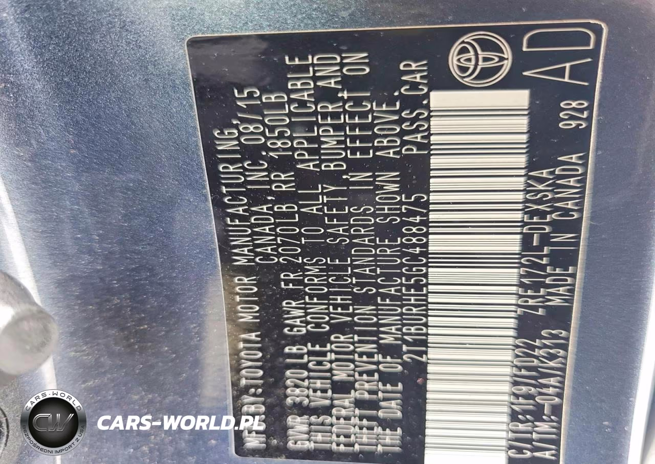 2016 Toyota Corolla S Plus VIN:2T1BURHE5GC488475 - 12