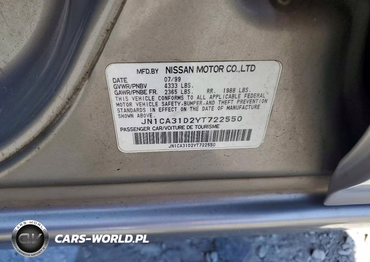 2000 Nissan Maxima Gxe VIN:JN1CA31D2YT722550 - 12