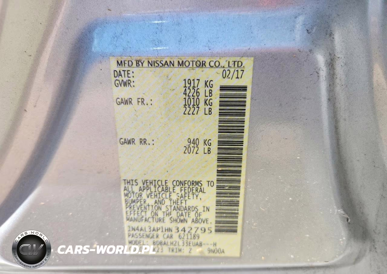 2017 Nissan Altima 2.5 Sr VIN:1N4AL3AP1HN342795 - 12