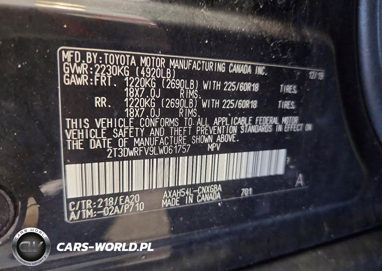 2020 Toyota Rav4 Limited VIN:2T3DWRFV9LW061757 - 13