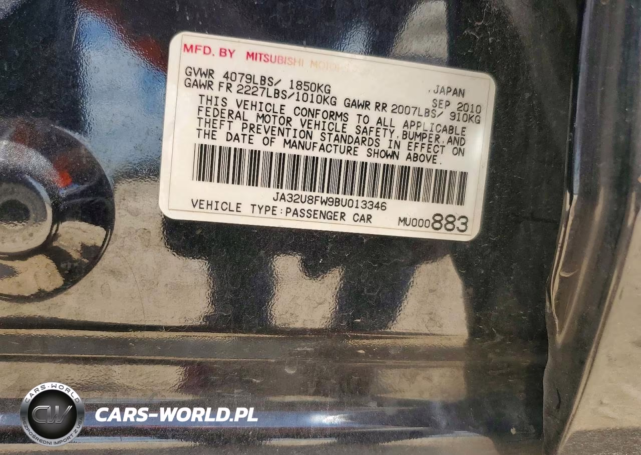 2011 Mitsubishi Lancer Gts VIN:JA32U8FW9BU013346 - 12