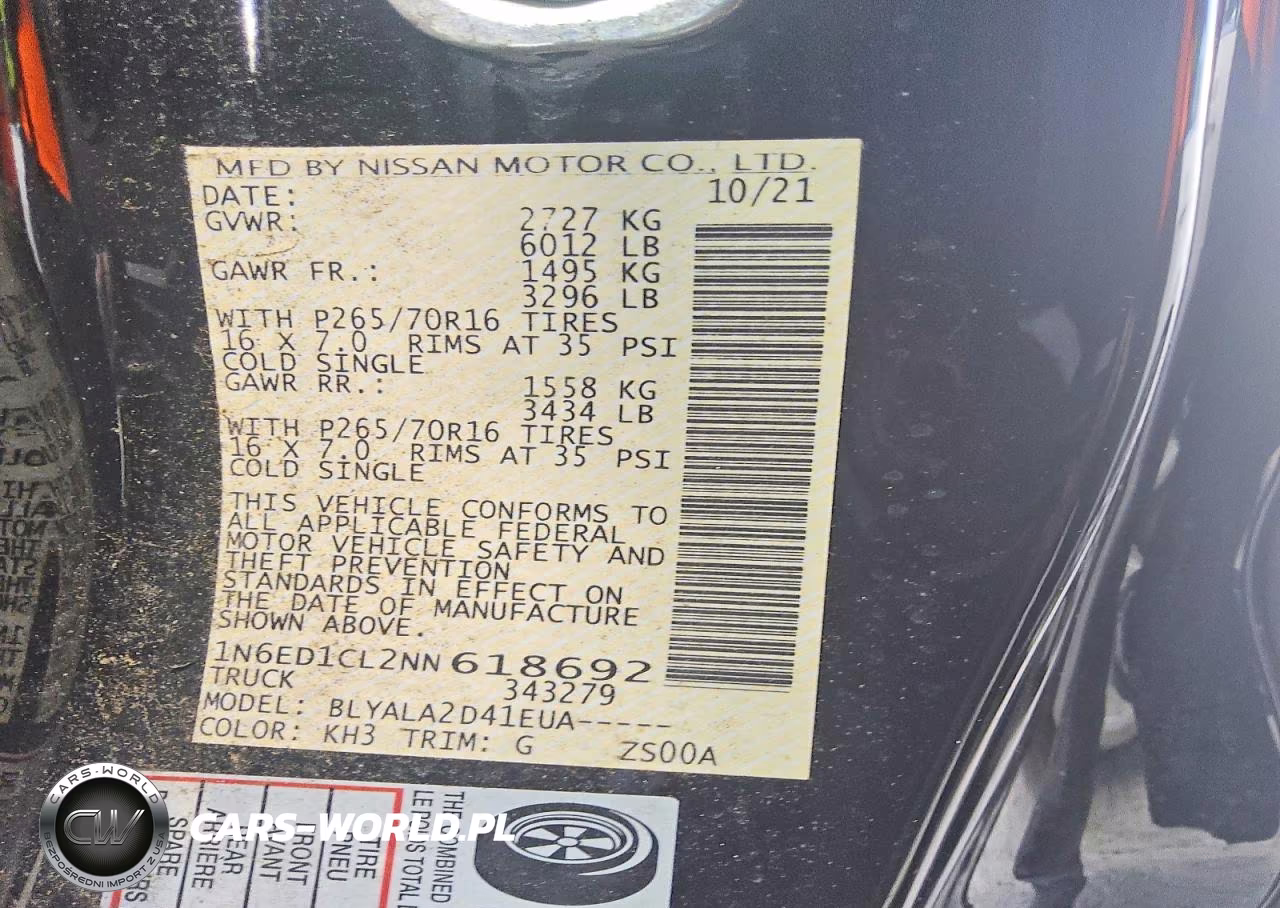 2022 Nissan Frontier S VIN:1N6ED1CL2NN618692 - 12