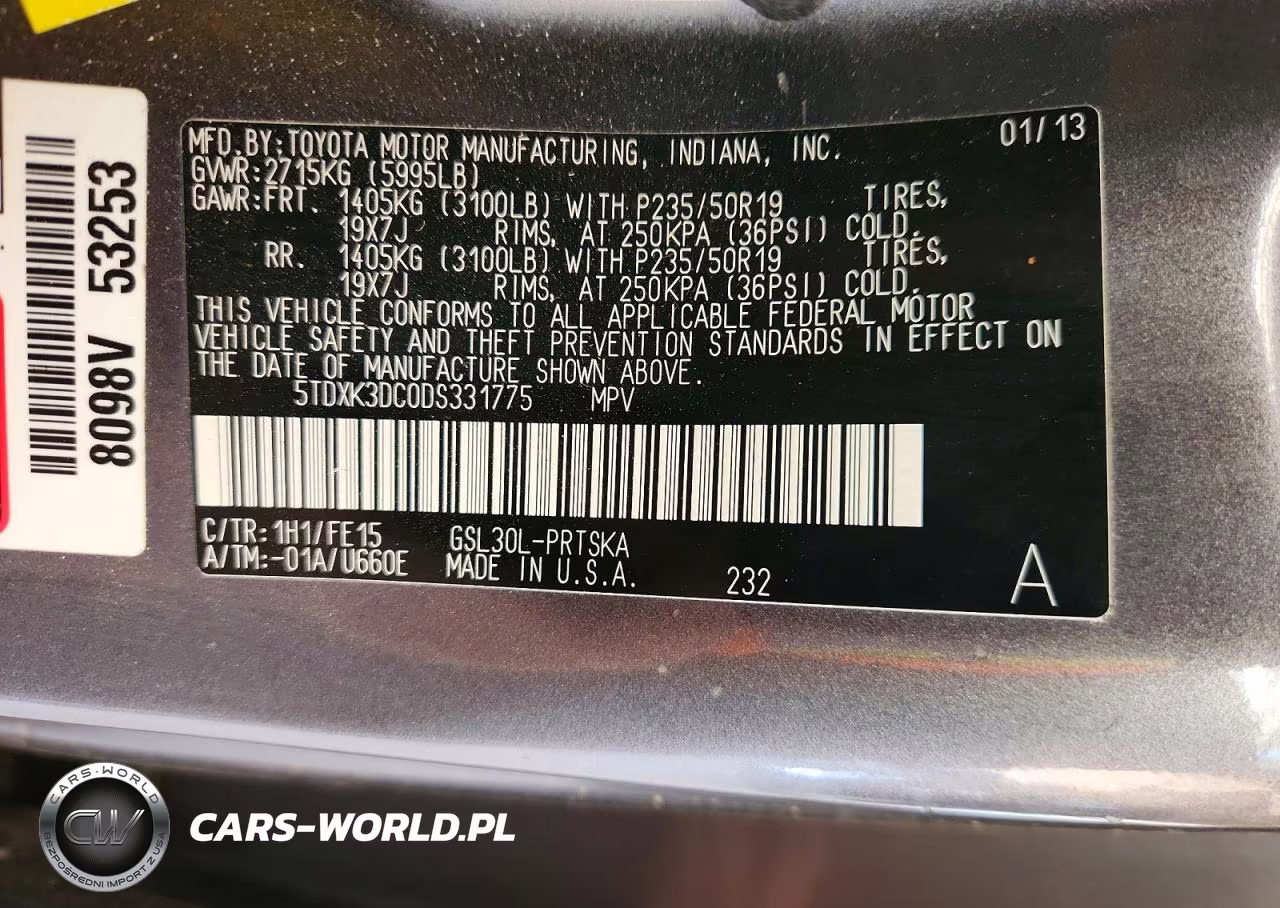 2013 Toyota Sienna Sport VIN:5TDXK3DC0DS331775 - 13