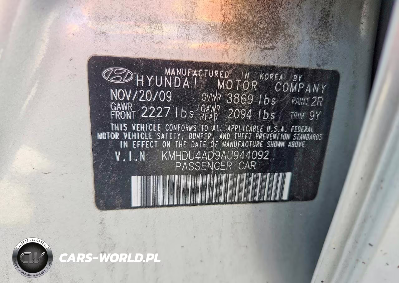 2010 Hyundai Elantra Gls VIN:KMHDU4AD9AU944092 - 12