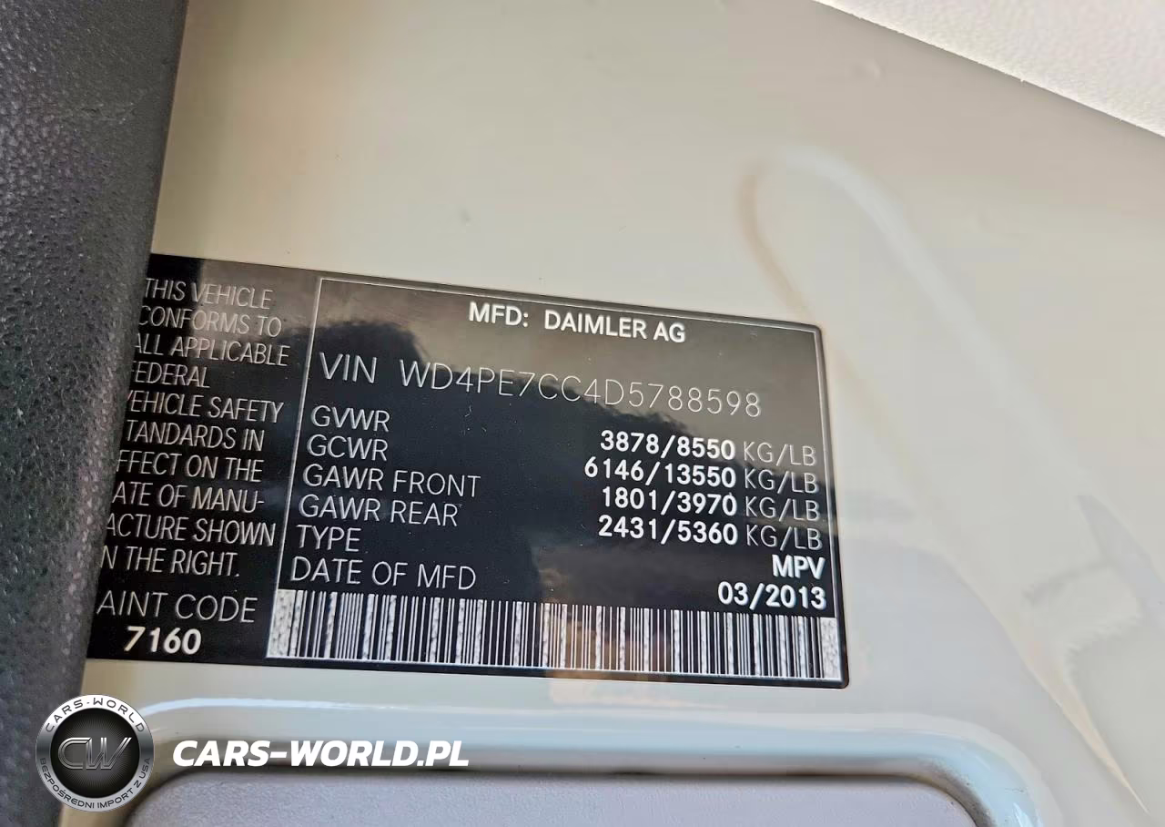 2013 Mercedes-Benz Sprinter 2500 VIN:WD4PE7CC4D5788598 - 14