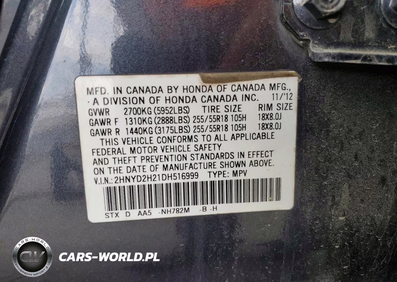 2013 Acura Mdx VIN:2HNYD2H21DH516999 - 12