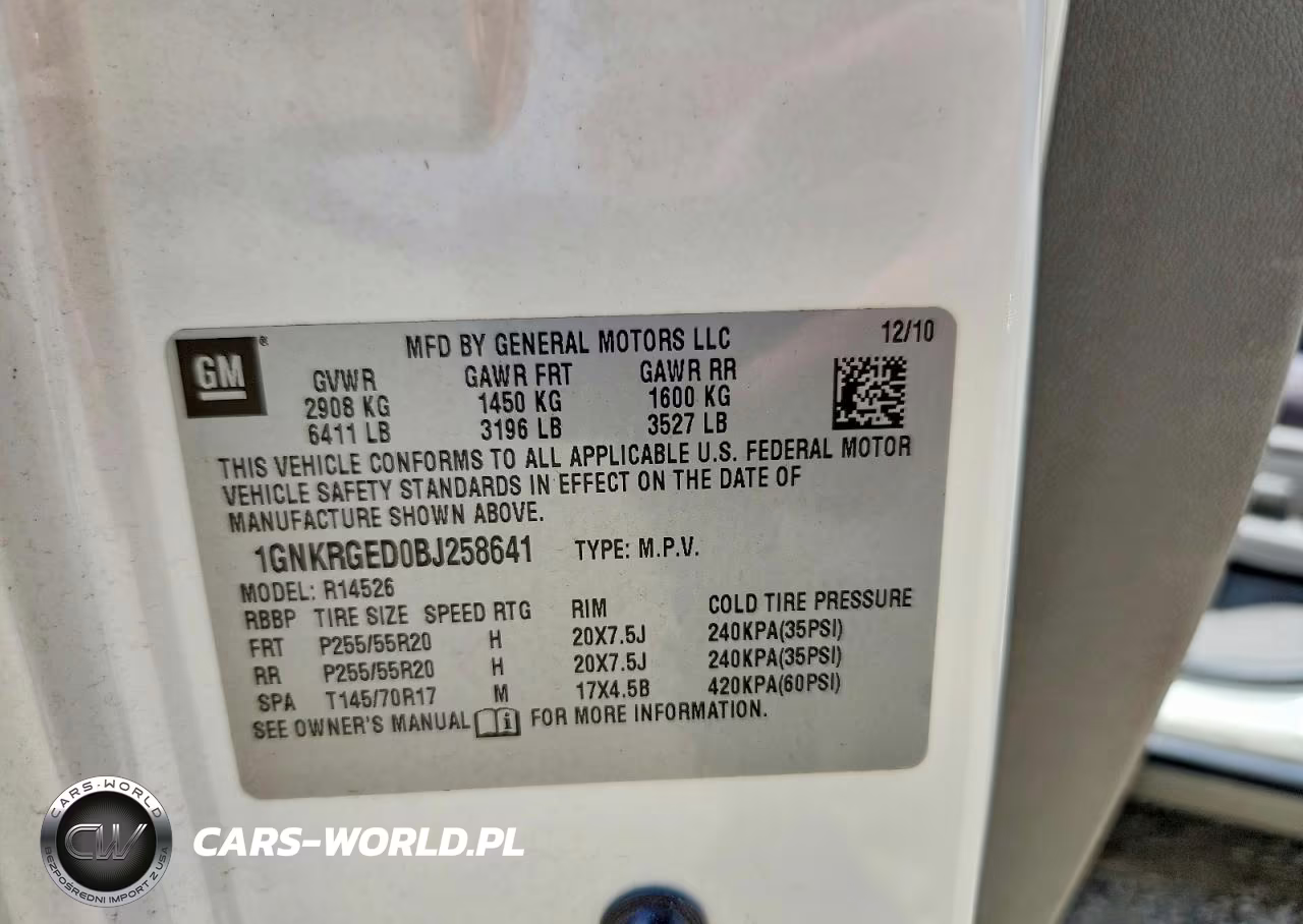 2011 Chevrolet Traverse Lt VIN:1GNKRGED0BJ258641 - 12