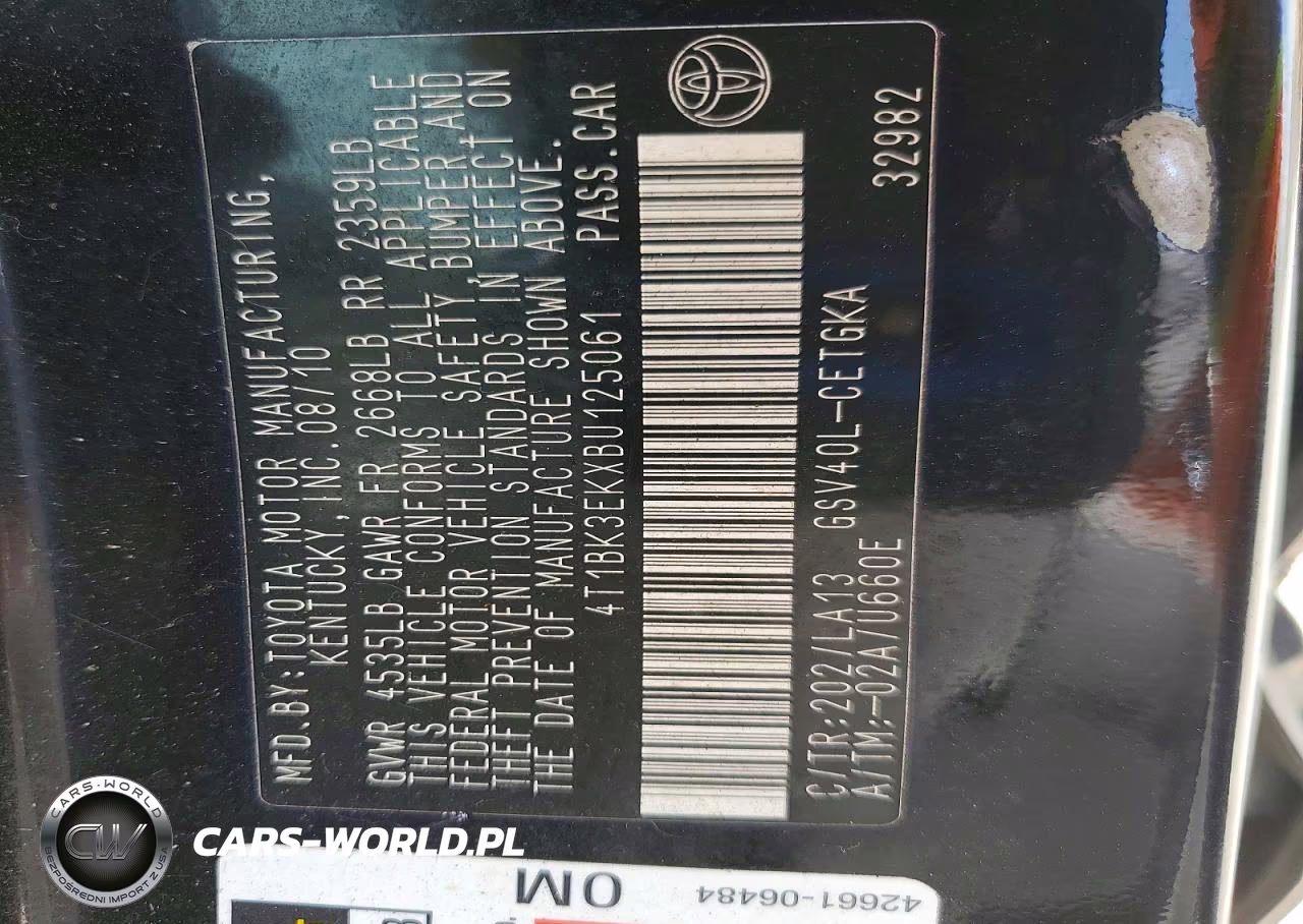 2011 Toyota Camry Xle V6 VIN:4T1BK3EKXBU125061 - 12