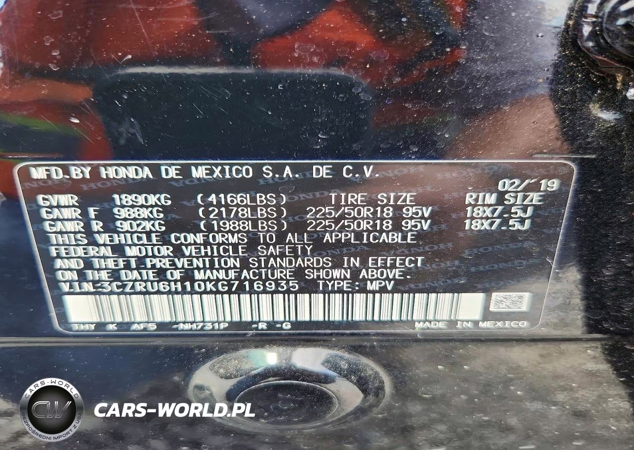 2019 Honda Hr-V Sport VIN:3CZRU6H10KG716935 - 14