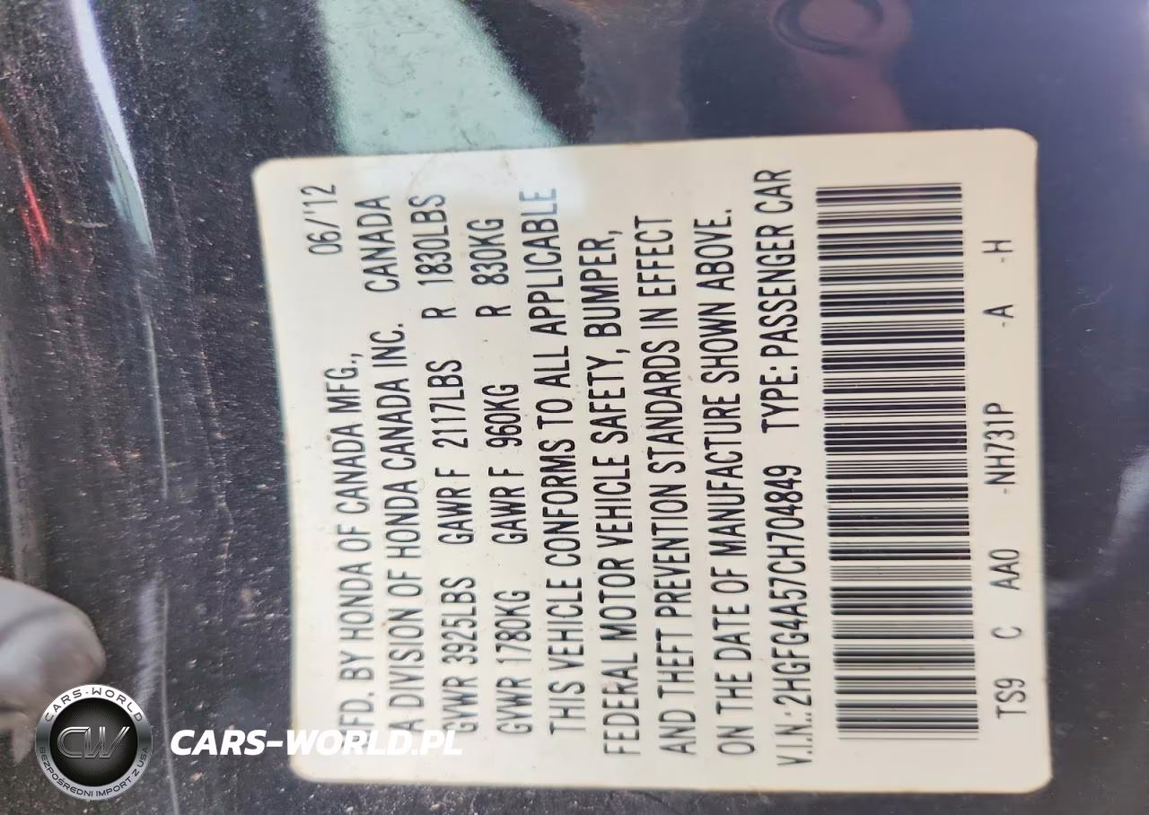 2012 Honda Civic Si VIN:2HGFG4A57CH704849 - 12