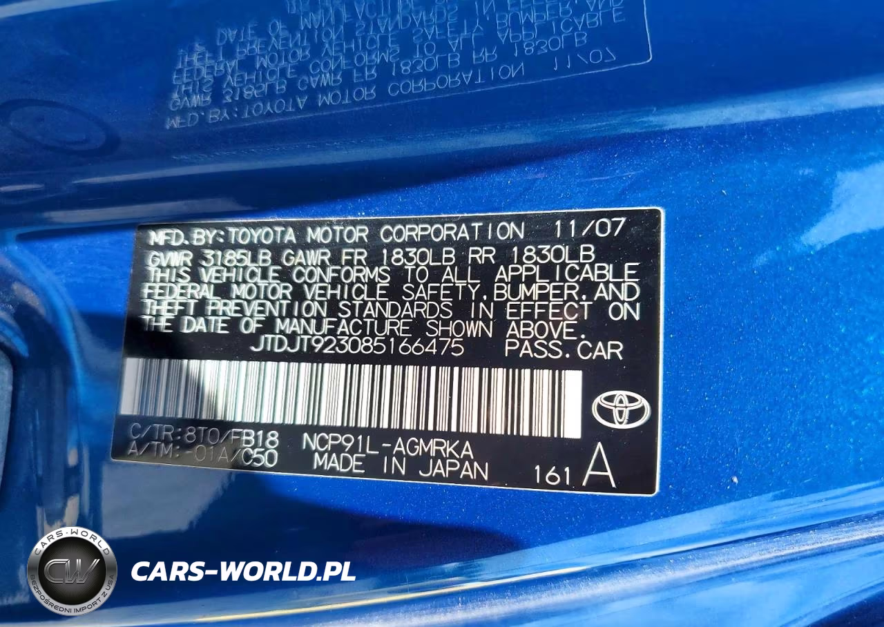 2008 Toyota Yaris Base VIN:JTDJT923085166475 - 12