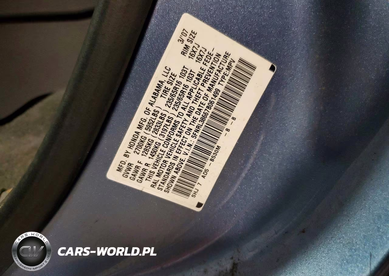 2007 Honda Odyssey Exl VIN:5FNRL38667B061499 - 14