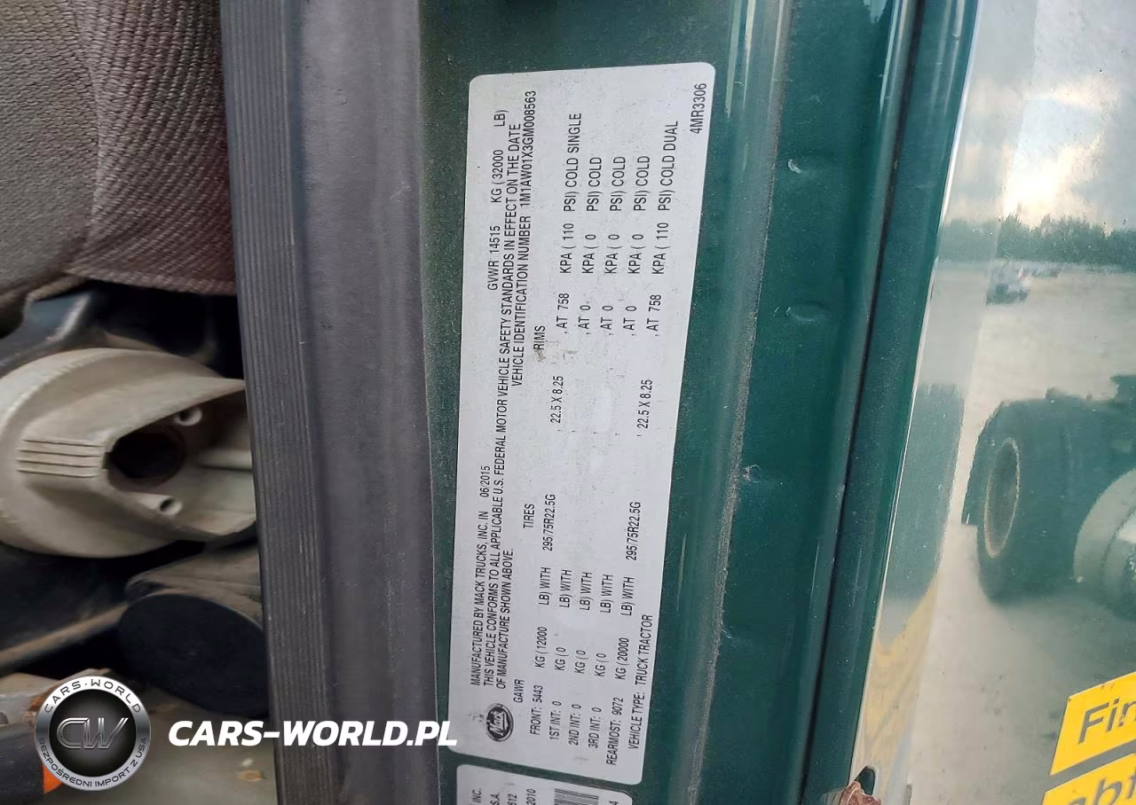 2016 Mack Cxu612 Truck Cab And Chassis VIN:1M1AW01X3GM008563 - 10