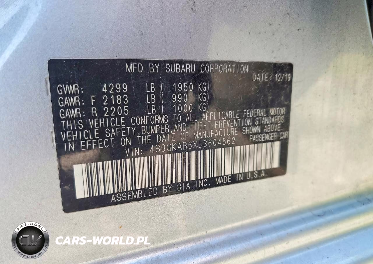 2020 Subaru Impreza VIN:4S3GKAB6XL3604562 - 12