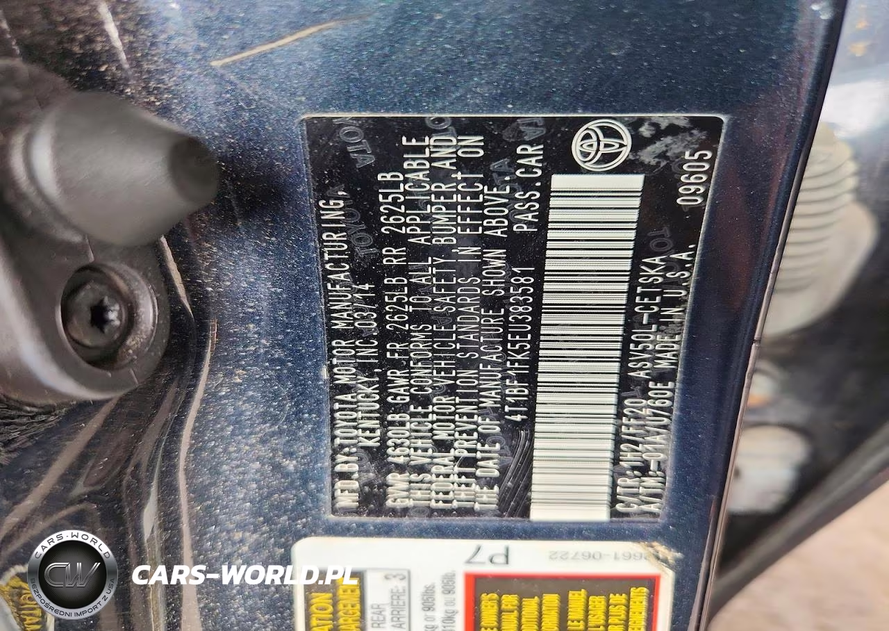 2014 Toyota Camry Se VIN:4T1BF1FK5EU383581 - 12