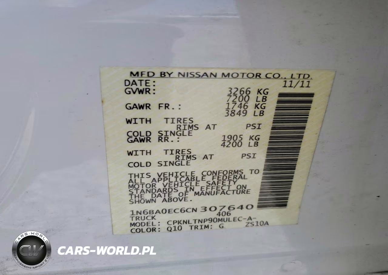2012 Nissan Titan Sv VIN:1N6BA0EC6CN307640 - 12