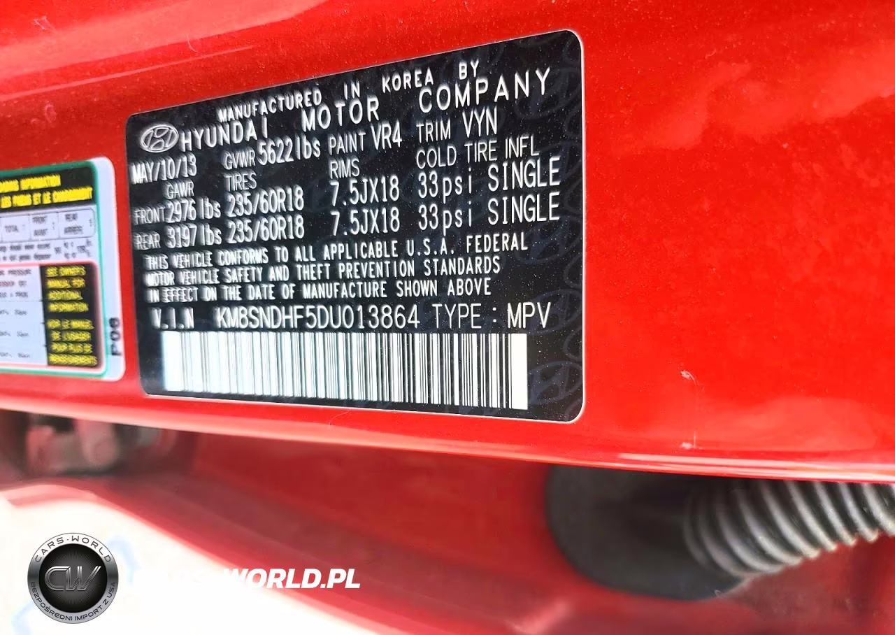2013 Hyundai Santa Fe Gls VIN:KM8SNDHF5DU013864 - 13