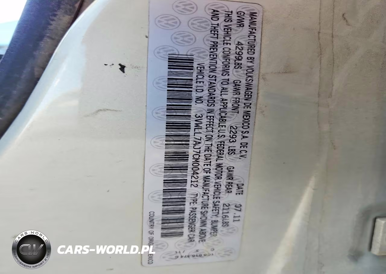 2012 Volkswagen Jetta VIN:3VWLL7AJ7CM004212 - 12
