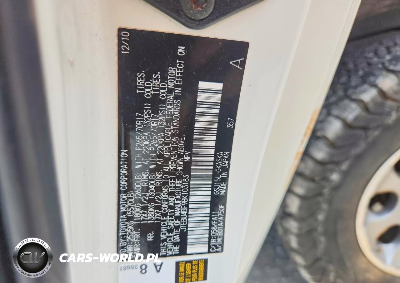 2011 Toyota Fj Cruiser Base VIN:JTEBU4BF9BK103183 - 13