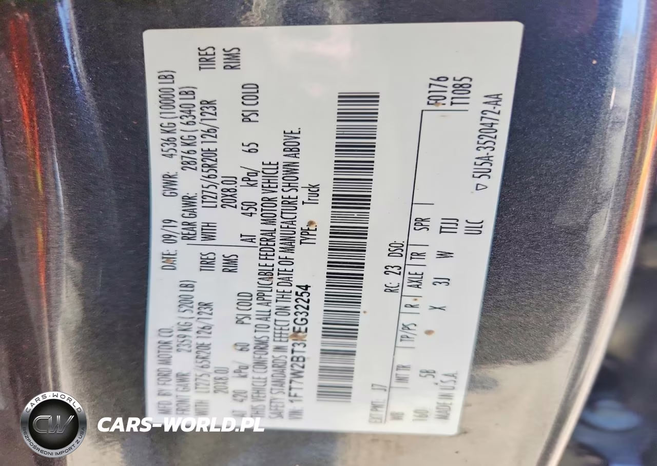 2019 Ford F250 Super Duty VIN:1FT7W2BT3KEG32254 - 12