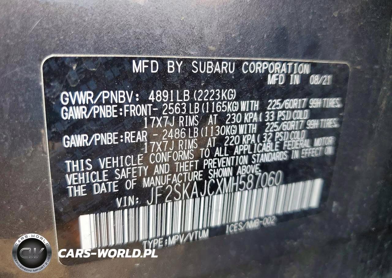 2021 Subaru Forester Premium VIN:JF2SKAJCXMH587060 - 13