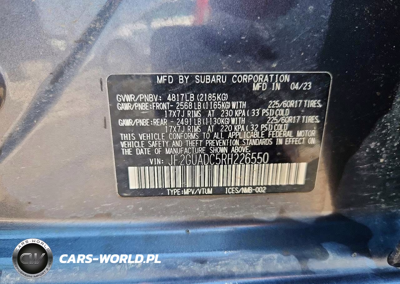 2024 Subaru Crosstrek Premium VIN:JF2GUADC5RH226550 - 14