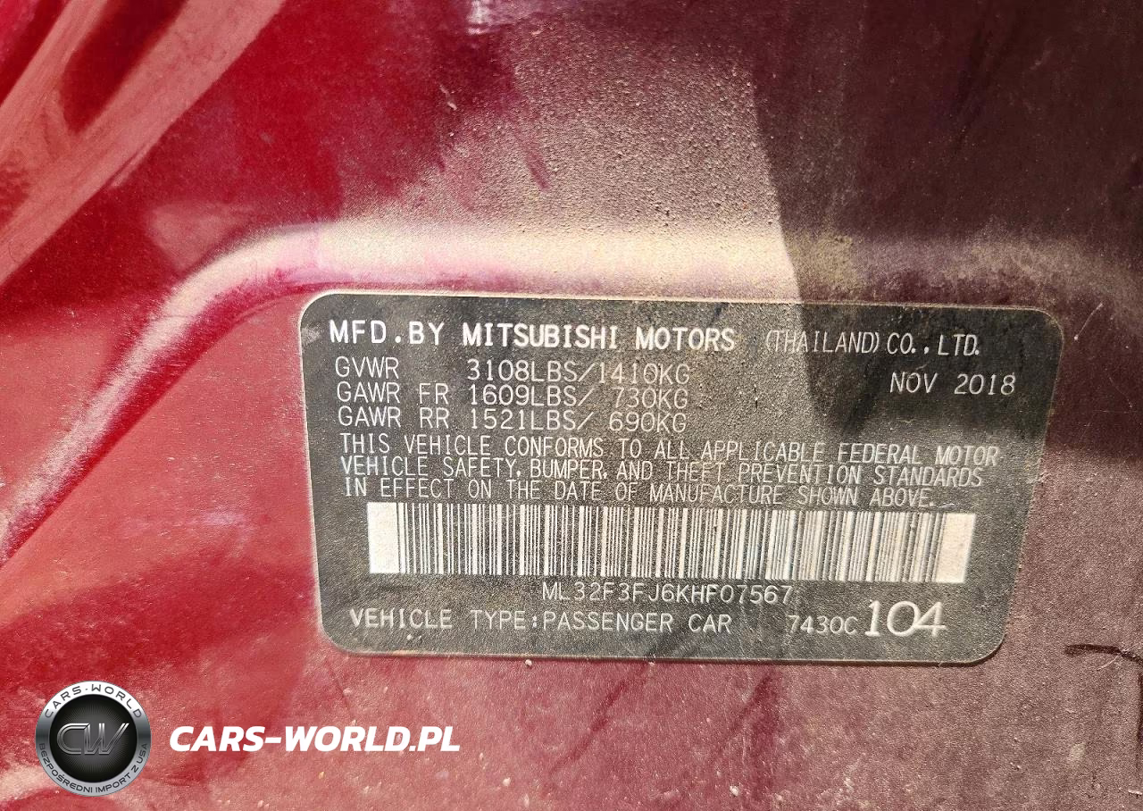 2019 Mitsubishi Mirage G4 Es VIN:ML32F3FJ6KHF07567 - 12