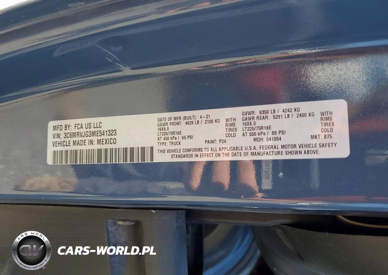 2021 Ram Promaster 3500 Delivery Van VIN:3C6MRVJG3ME541323 - 13