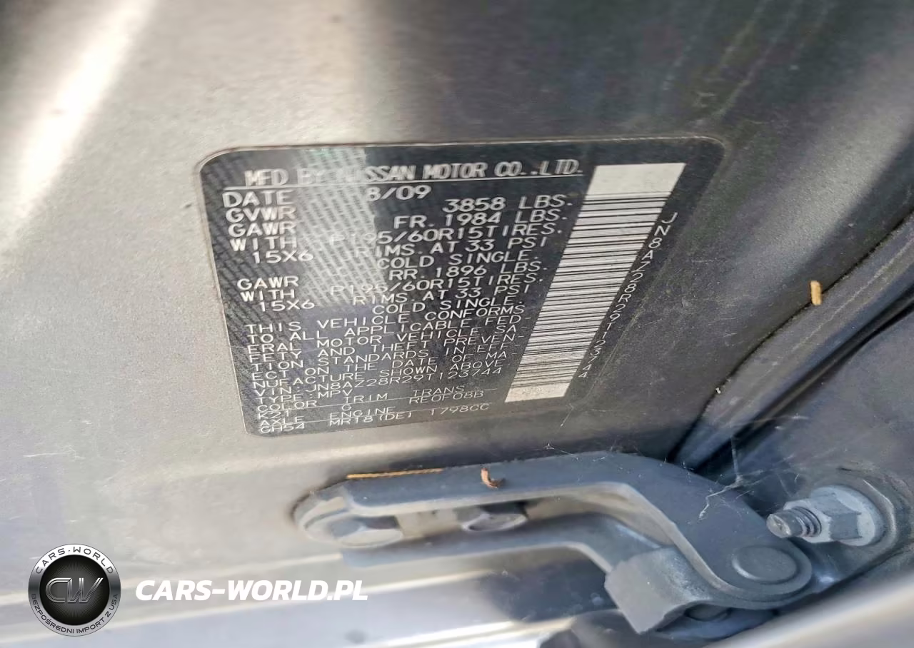 2009 Nissan Cube 1.8 VIN:JN8AZ28R29T123744 - 12