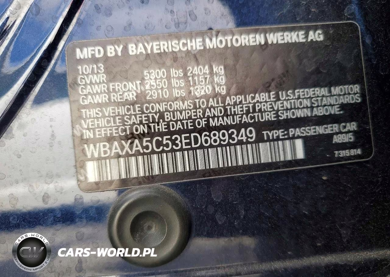 2014 BMW 535 D VIN:WBAXA5C53ED689349 - 12