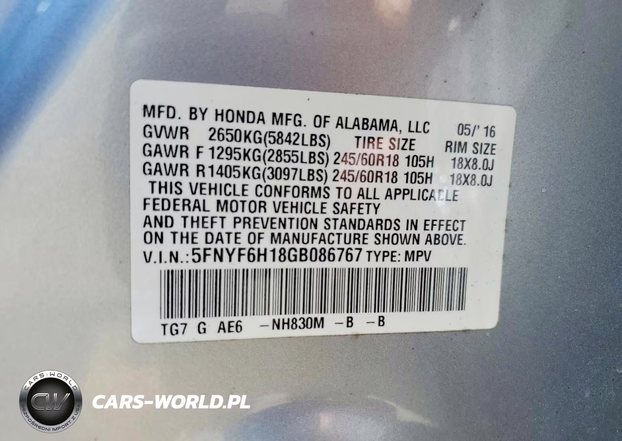 2016 Honda Pilot Lx VIN:5FNYF6H18GB086767 - 14