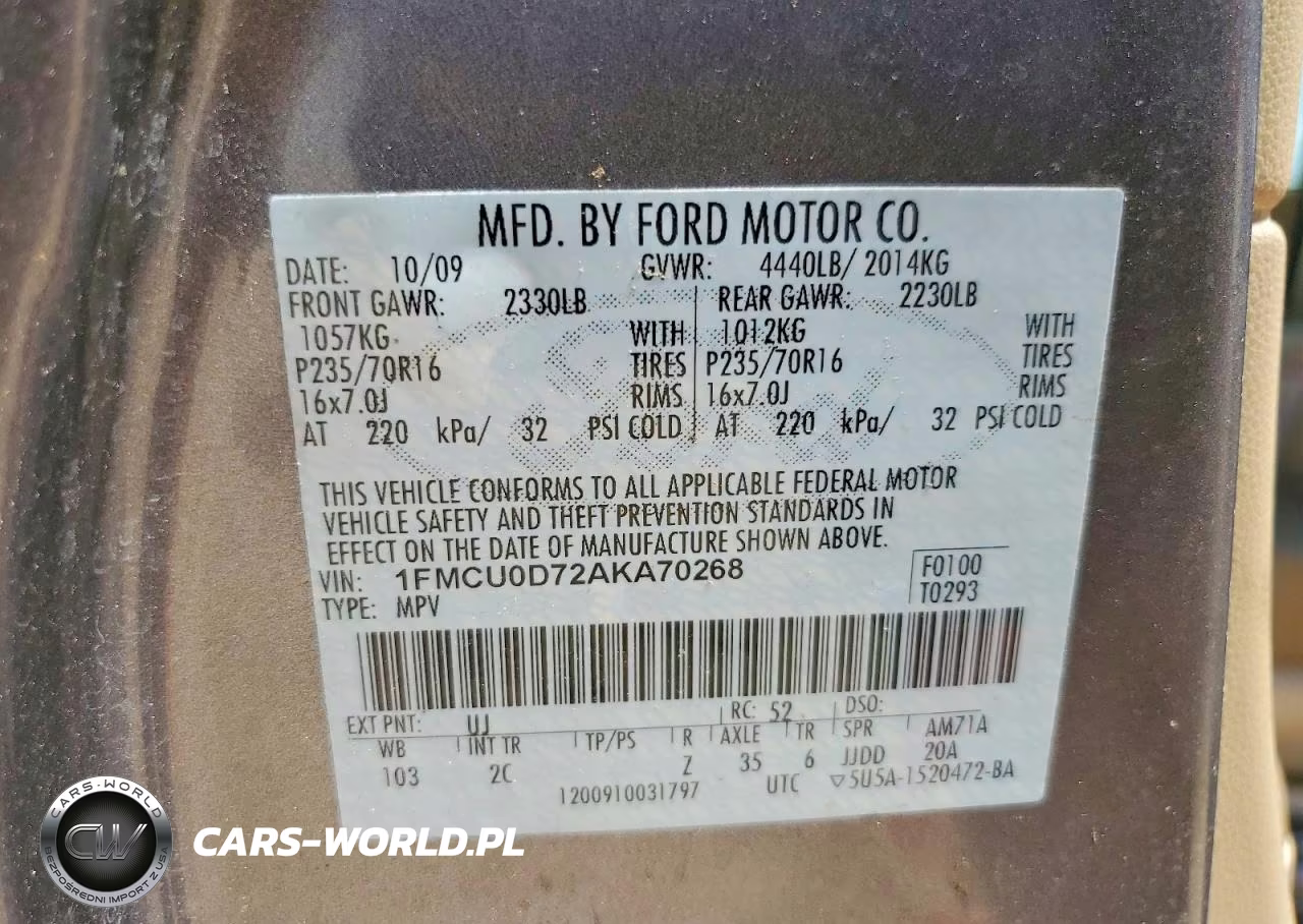 2010 Ford Escape Xlt VIN:1FMCU0D72AKA70268 - 12