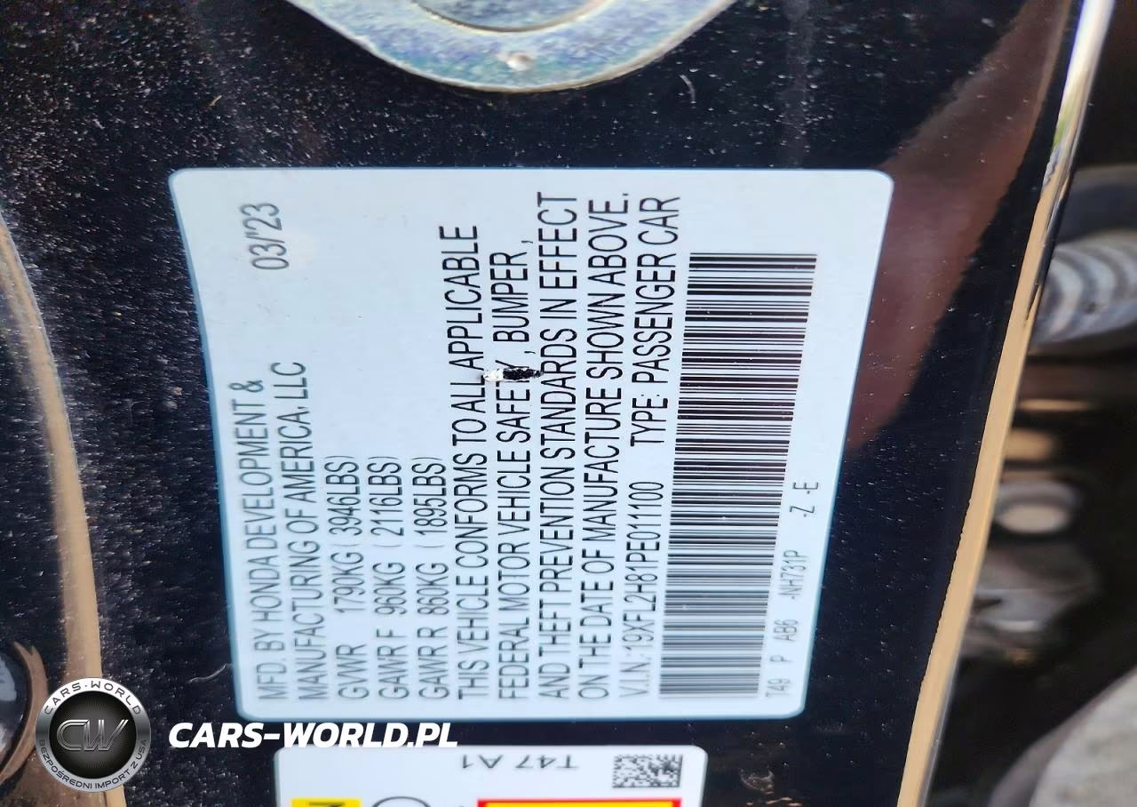 2023 Honda Civic Sport VIN:19XFL2H81PE011100 - 12