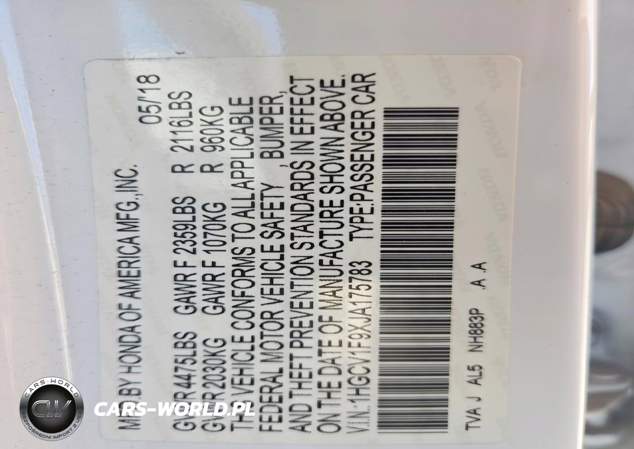 2018 Honda Accord Touring VIN:1HGCV1F9XJA175783 - 12