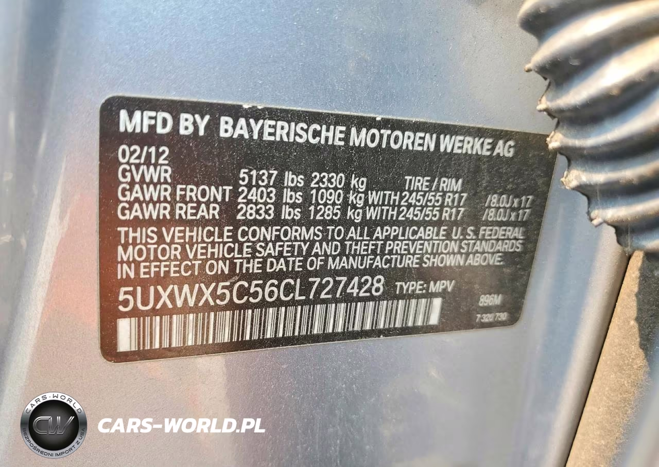 2012 BMW X3 xDrive28I VIN:5UXWX5C56CL727428 - 13