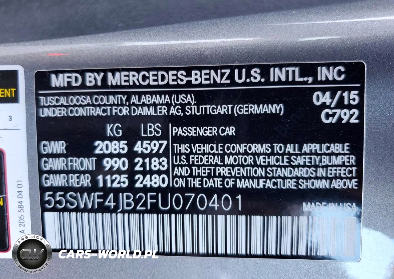 2015 Mercedes-Benz C 300 VIN:55SWF4JB2FU070401 - 12