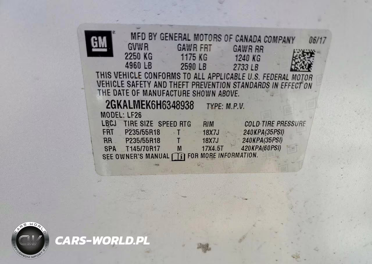 2017 GMC Terrain Sle VIN:2GKALMEK6H6348938 - 13