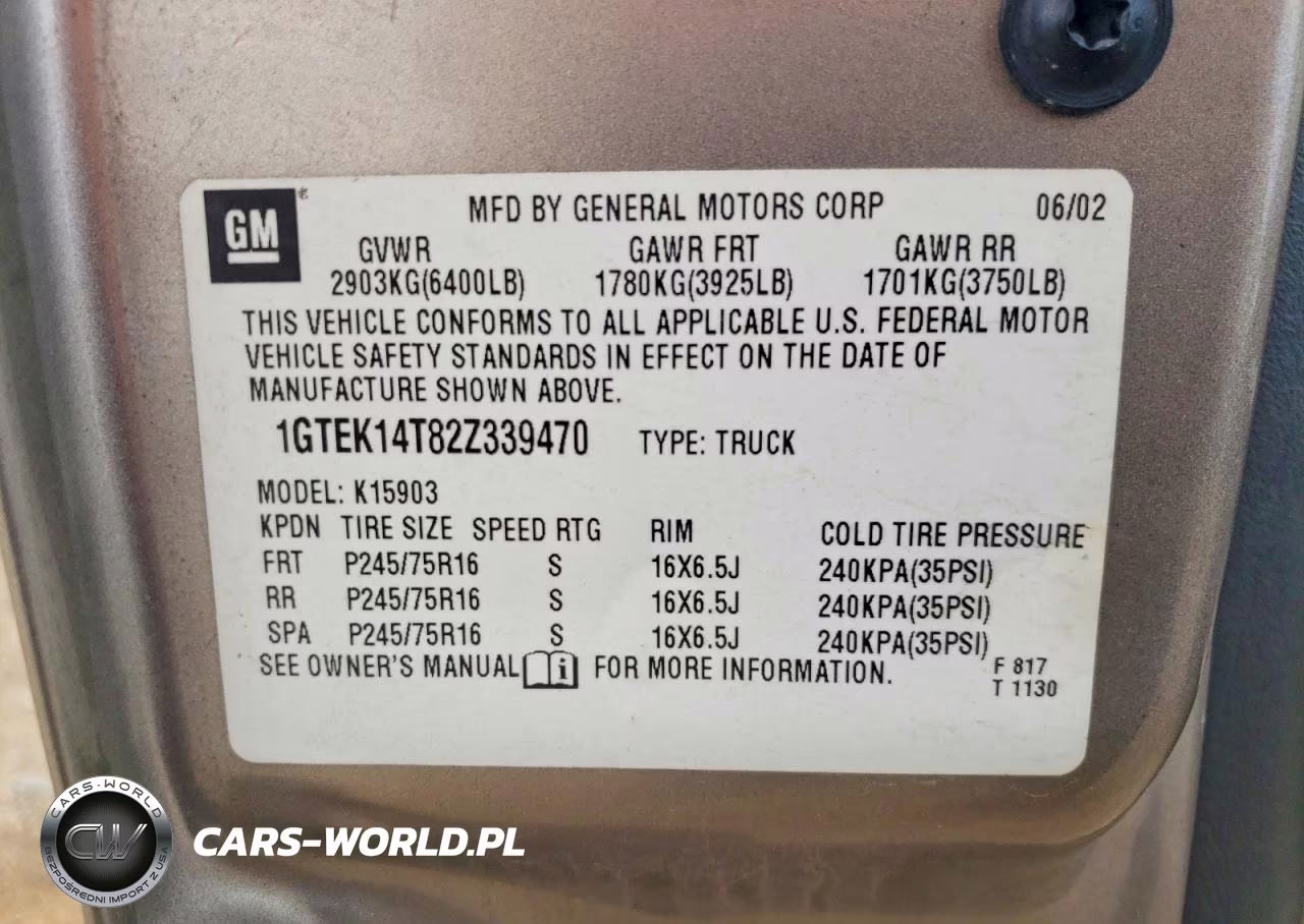 2002 GMC New Sierra K1500 VIN:1GTEK14T82Z339470 - 12