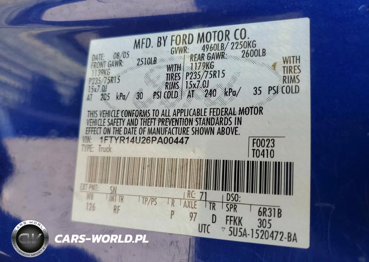 2006 Ford Ranger Super Cab VIN:1FTYR14U26PA00447 - 12