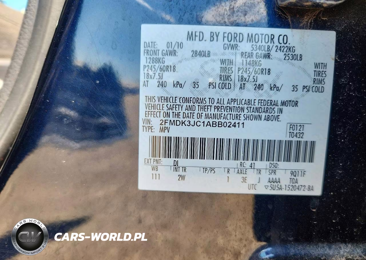 2010 Ford Edge Sel VIN:2FMDK3JC1ABB02411 - 13