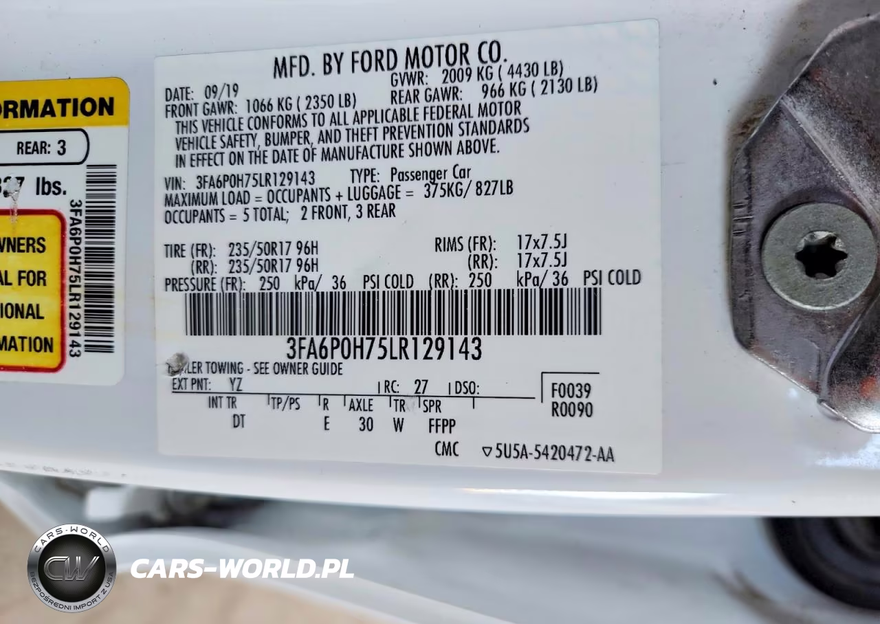 2020 Ford Fusion Se VIN:3FA6P0H75LR129143 - 13