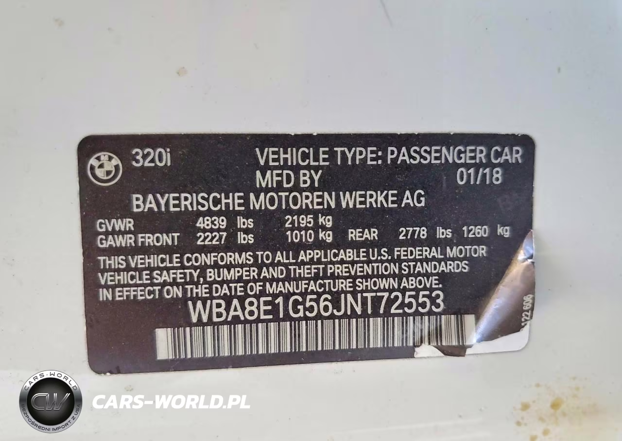 2018 BMW 320 I VIN:WBA8E1G56JNT72553 - 12