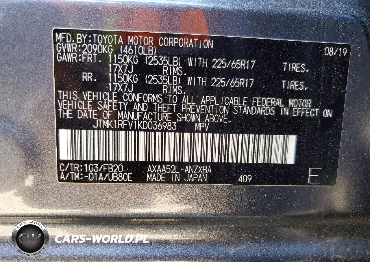 2019 Toyota Rav4 Le VIN:JTMK1RFV1KD036983 - 14
