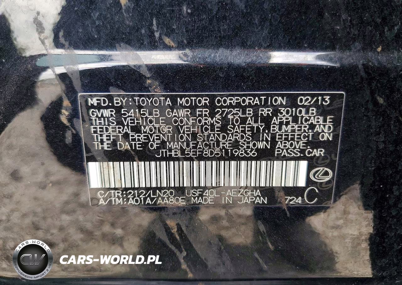 2013 Lexus Ls 460 VIN:JTHBL5EF8D5119836 - 12