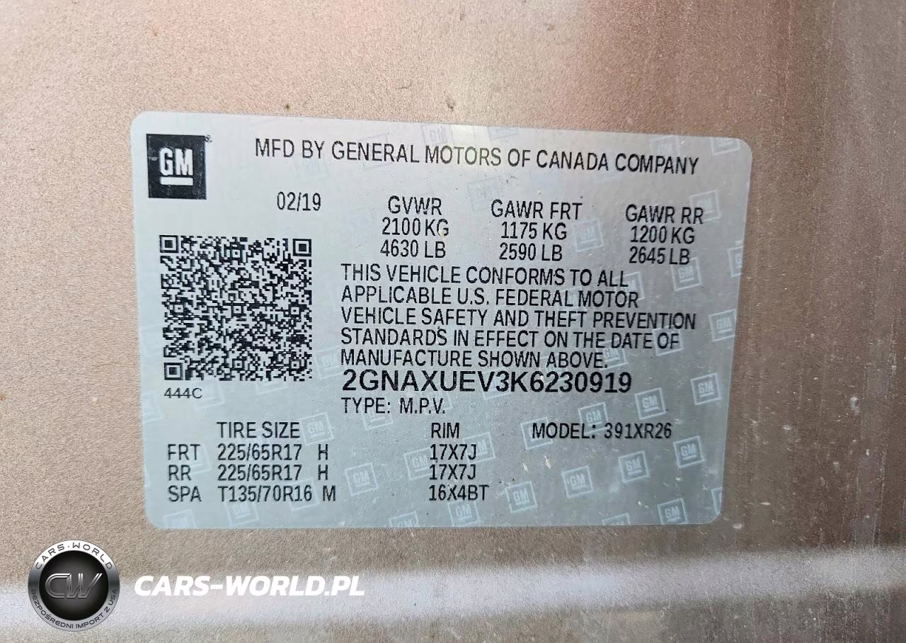 2019 Chevrolet Equinox Lt VIN:2GNAXUEV3K6230919 - 14
