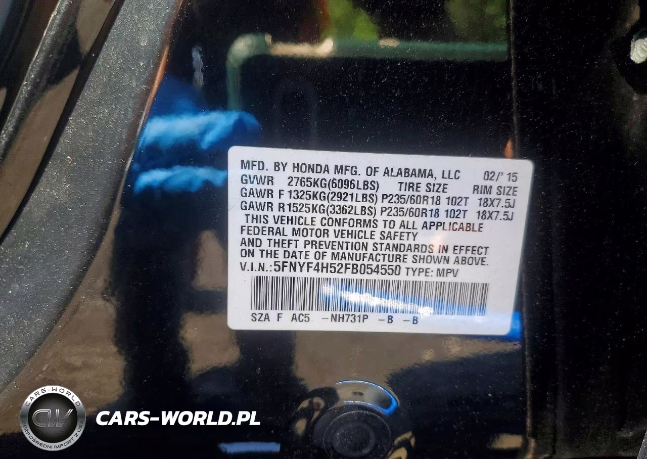2015 Honda Pilot Exl VIN:5FNYF4H52FB054550 - 13