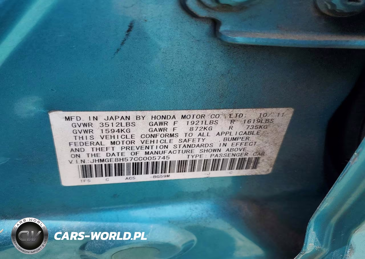 2012 Honda Fit Sport VIN:JHMGE8H57CC005745 - 13