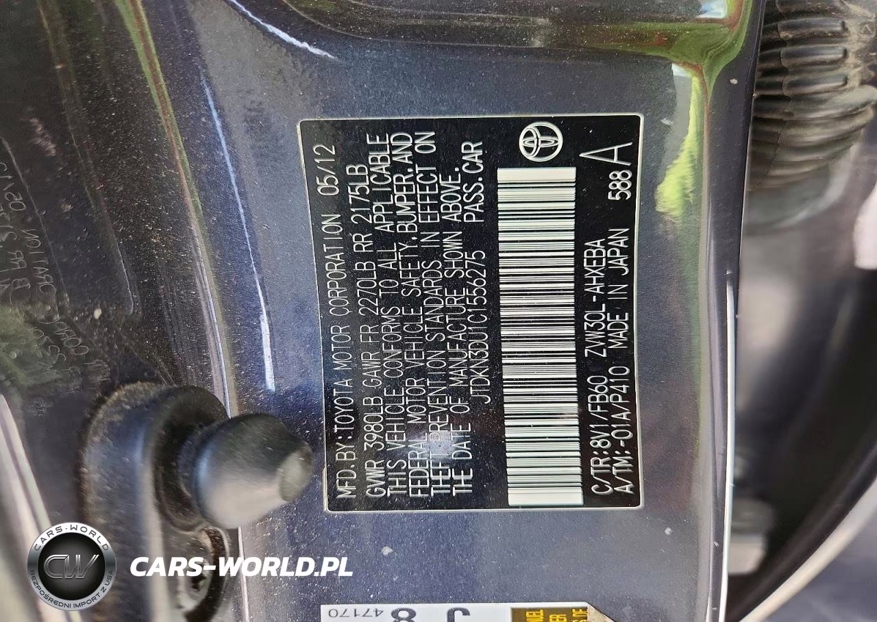 2012 Toyota Prius Three VIN:JTDKN3DU1C1556275 - 12